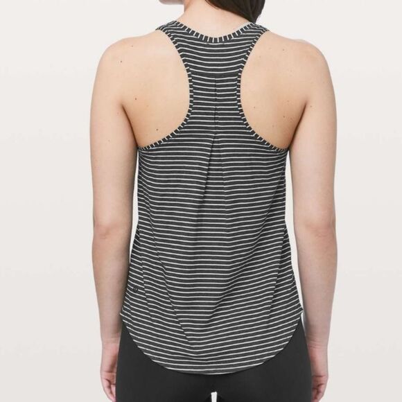 Lululemon Love Tank Pleated - Modern Stripe Heathered Black White - Picture 1 of 8